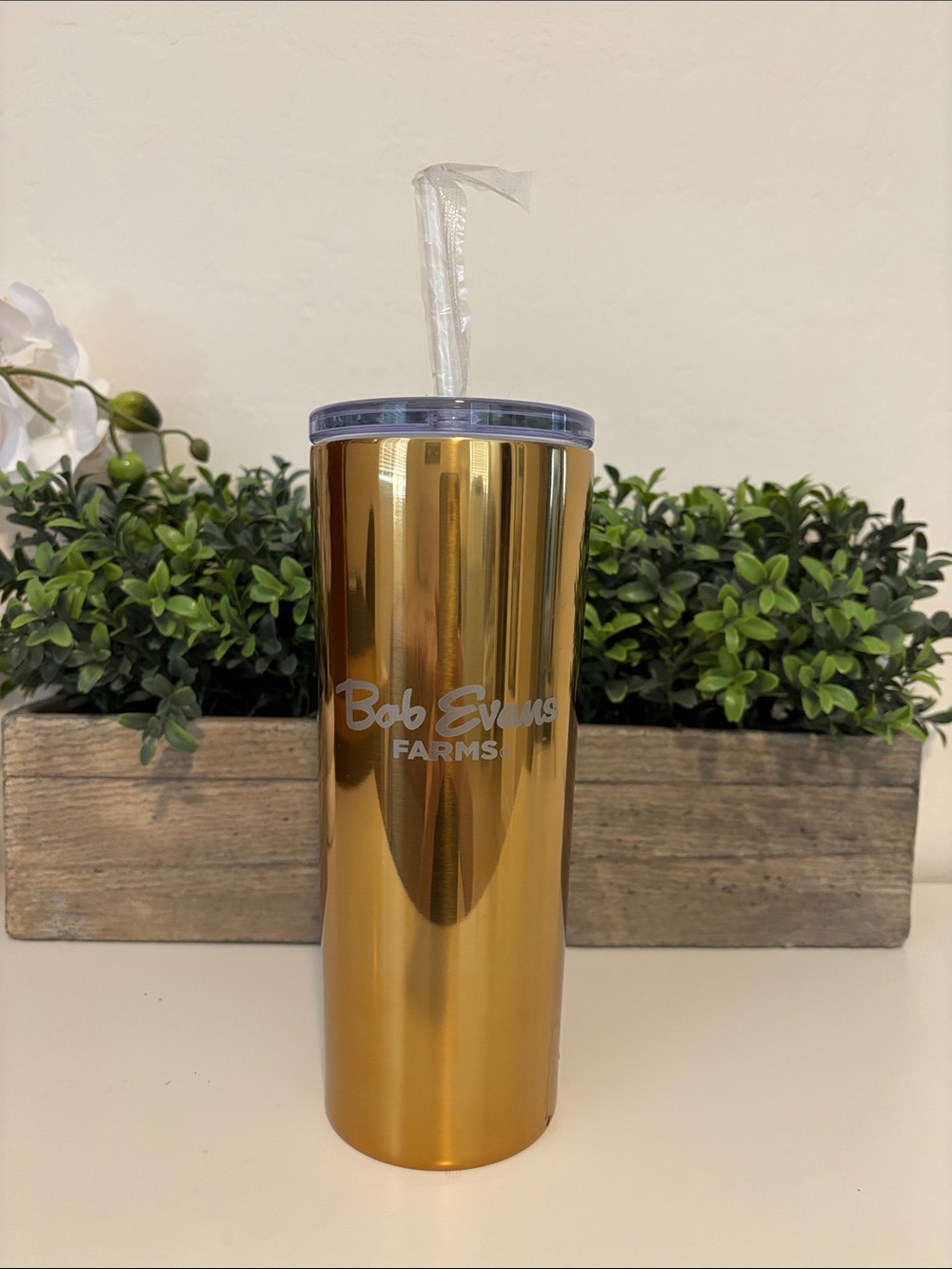 NEW Gold Stainless Steel Tumbler with Straw